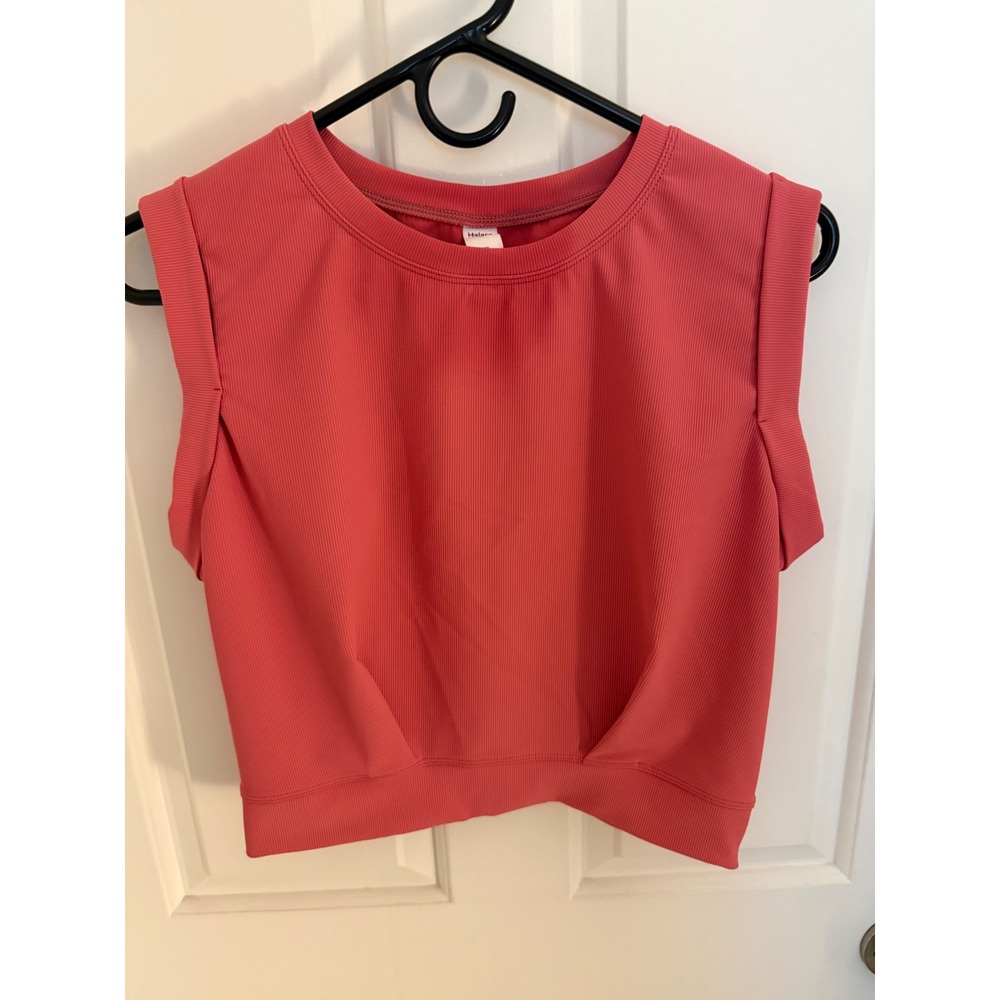 Halara Ribbed Patitoff Flow pet hair resistant pink cropped tank size s